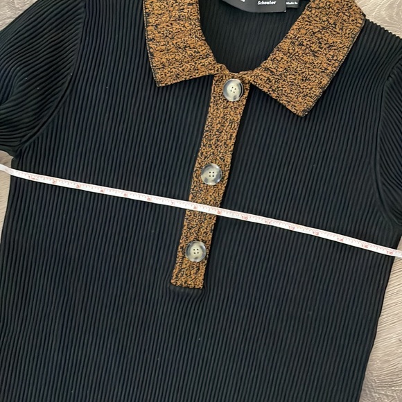 Proenza Schouler Black Ribbed Knit Polo Sweater Top Button Up Size L - Picture 9 of 10
